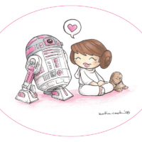 R2-KT Sticker #3 KT & Leia